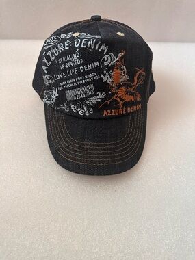 Azzure Denim Baseball Cap with Brown Accents